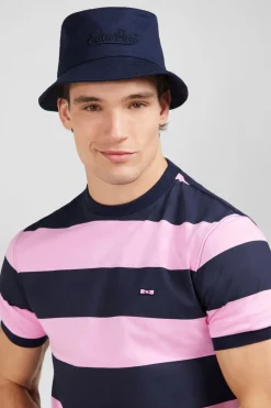 T-Shirt Manches Courtes Cercle Marine Et Rose En Coton