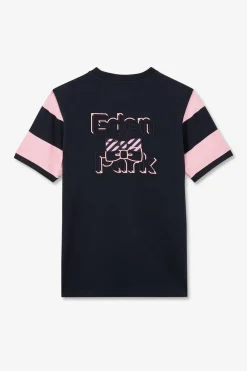 T-Shirt Manches Courtes Cercle Marine Et Rose En Coton