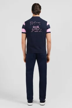 T-Shirt Manches Courtes Cercle Marine Et Rose En Coton