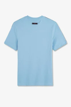 T-Shirt Manches Courtes Ciel En Coton Galons Epaules Tricolores