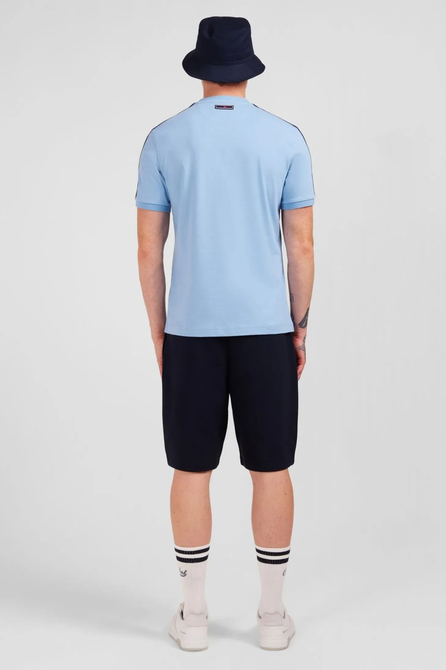 T-Shirt Manches Courtes Ciel En Coton Galons Epaules Tricolores