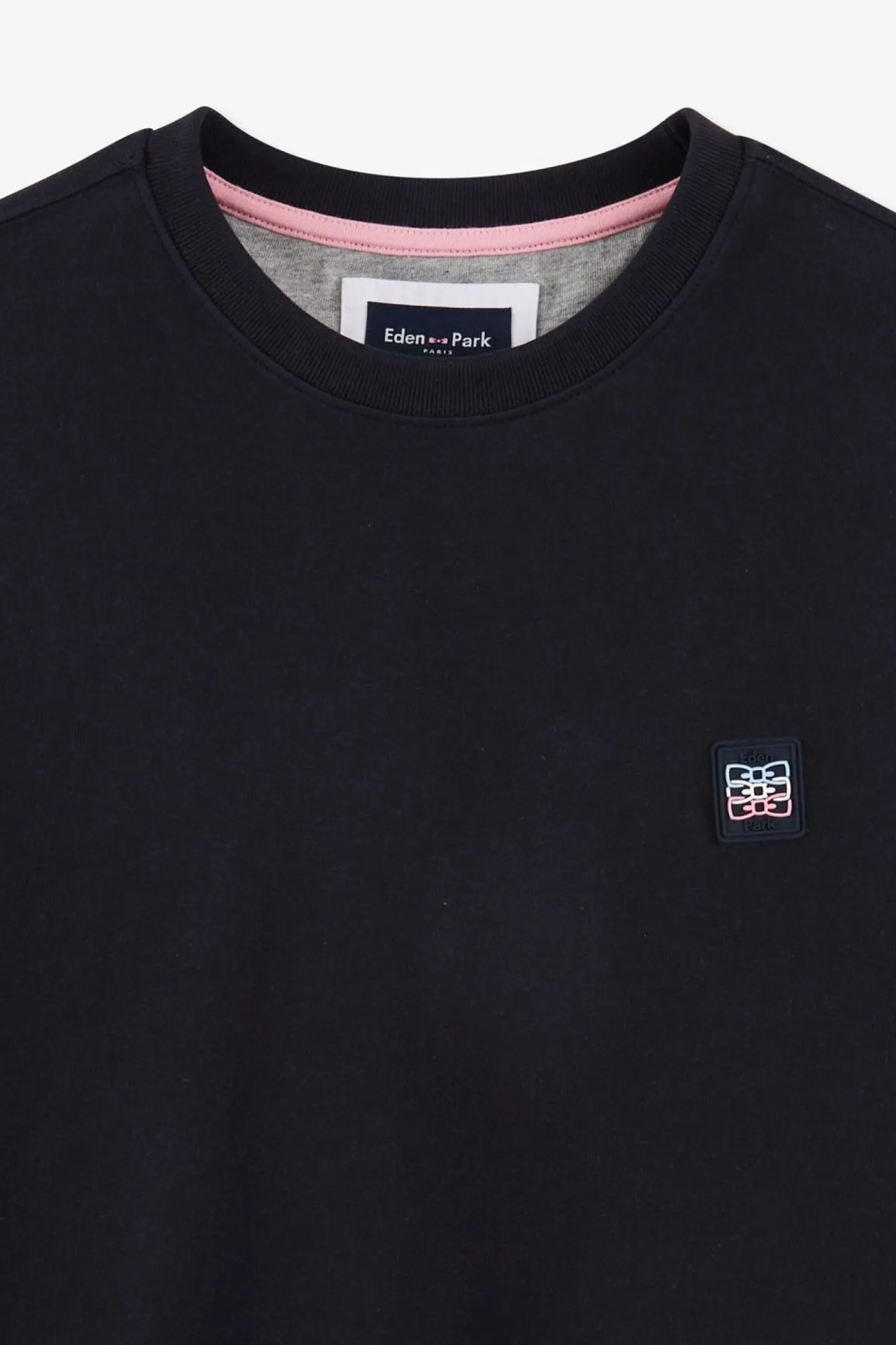 T-Shirt Manches Courtes Marine En Coton Details Embleme