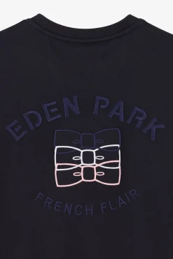 T-Shirt Manches Courtes Marine En Coton Details Embleme