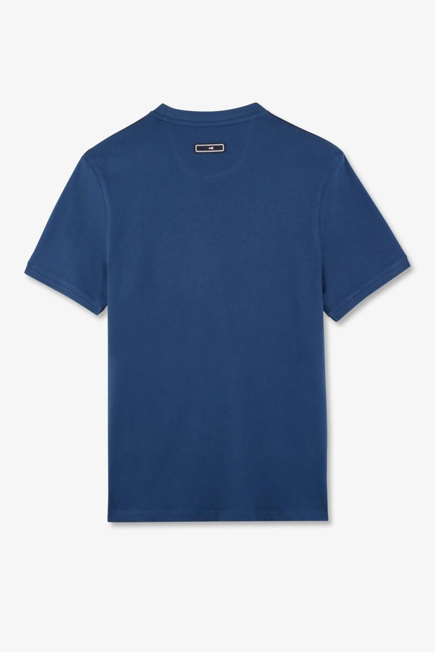 T-Shirt Manches Courtes Marine En Coton Galons Epaules Tricolores