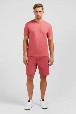 T-Shirt Manches Courtes Marron En Coton Et Lin