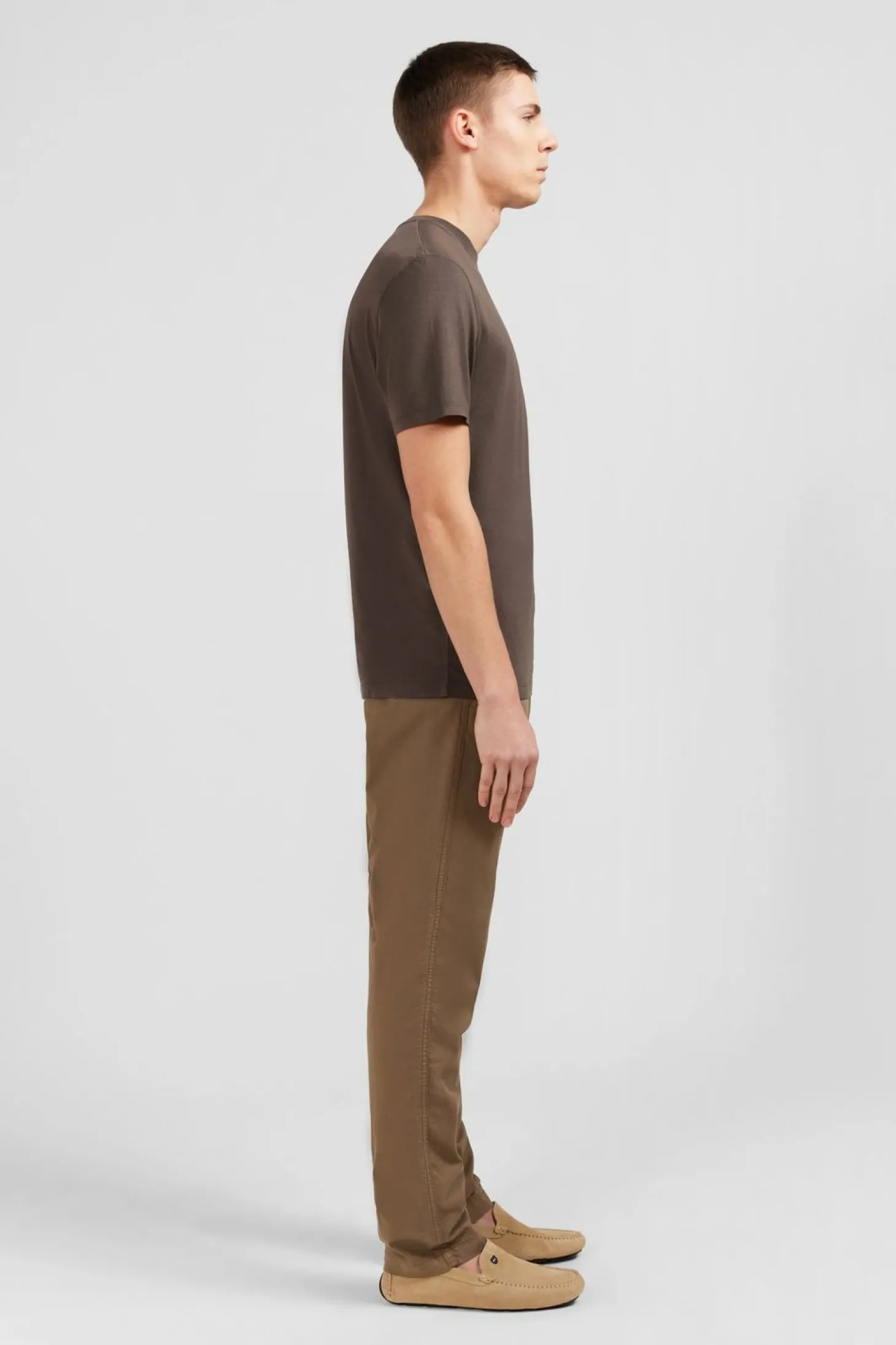 T-Shirt Manches Courtes Marron Uni