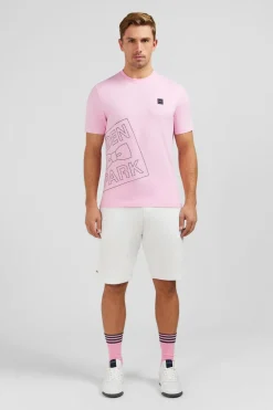 T-Shirt Manches Courtes Rose En Coton Serigraphie Eden Park