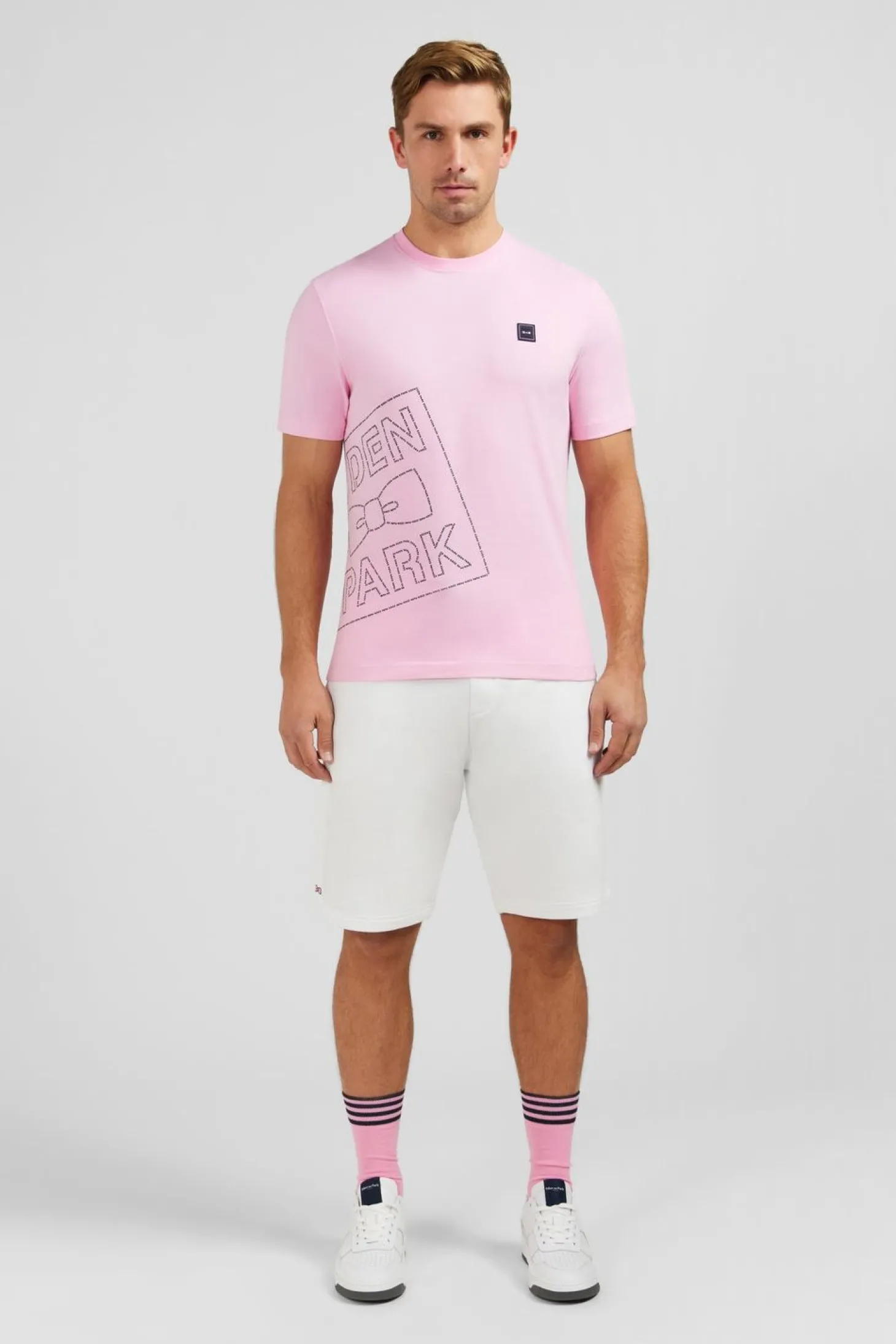 T-Shirt Manches Courtes Rose En Coton Serigraphie Eden Park