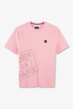 T-Shirt Manches Courtes Rose En Coton Serigraphie Eden Park