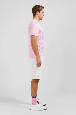 T-Shirt Manches Courtes Rose En Coton Serigraphie Eden Park