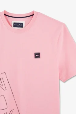 T-Shirt Manches Courtes Rose En Coton Serigraphie Eden Park