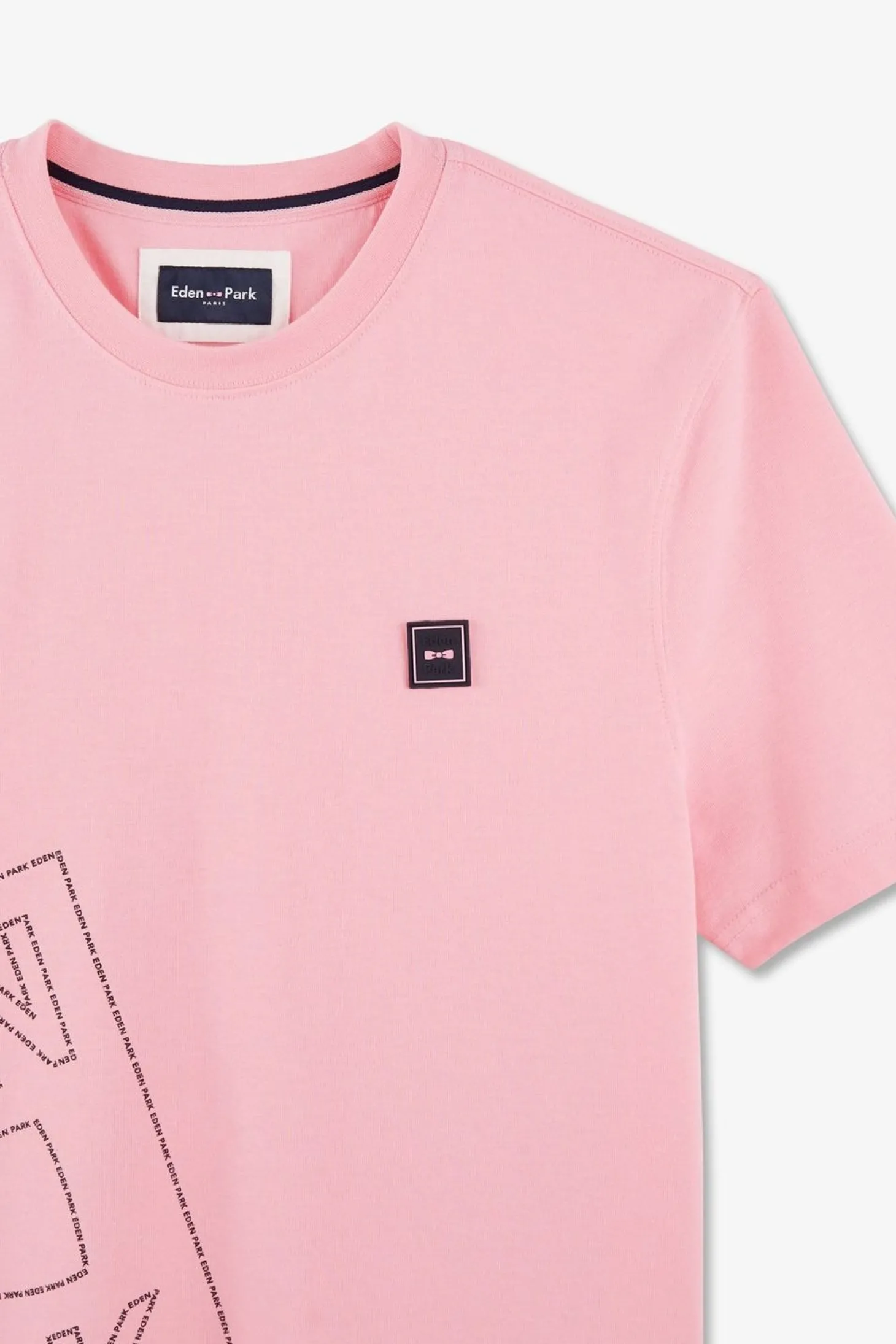 T-Shirt Manches Courtes Rose En Coton Serigraphie Eden Park