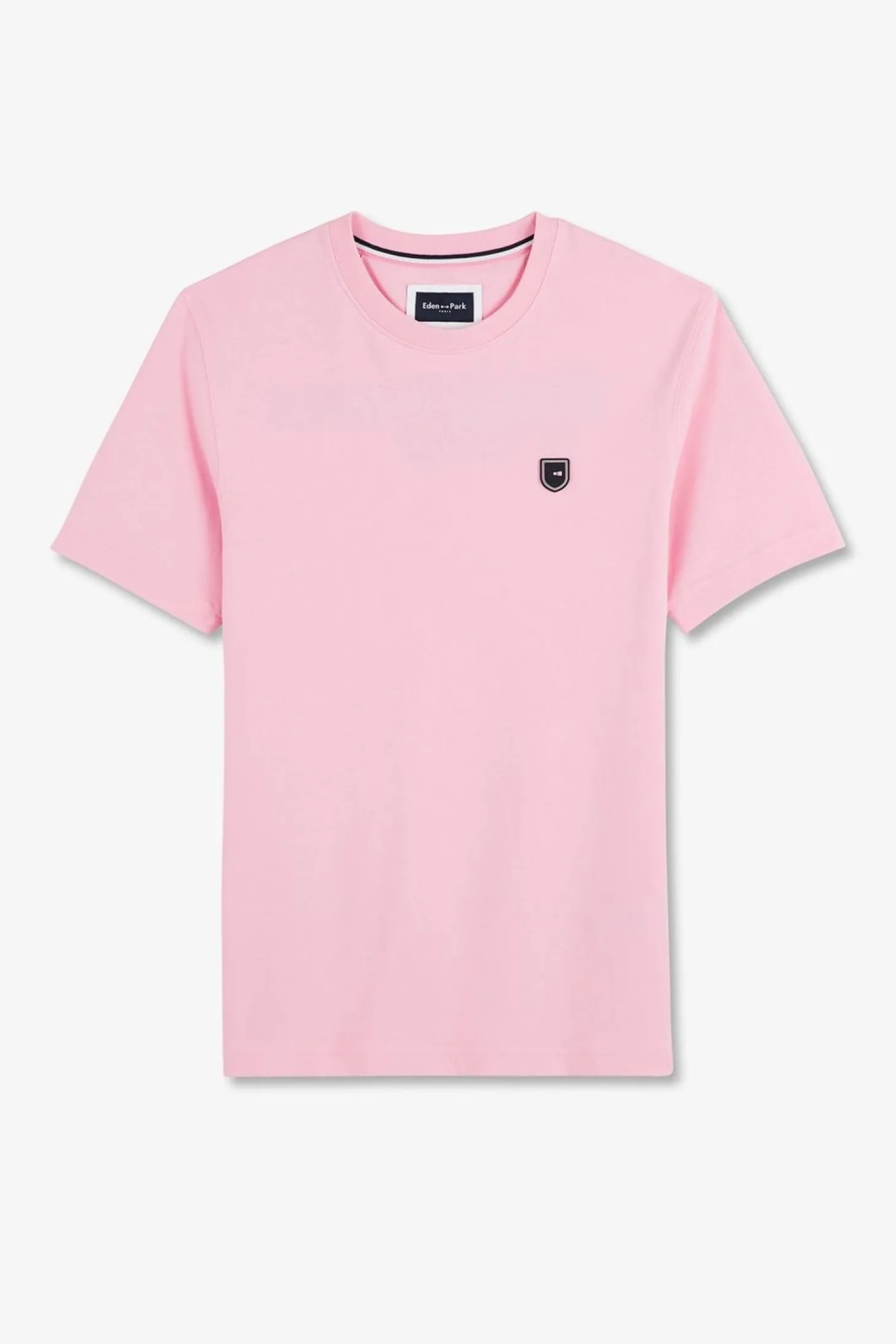 T-Shirt Manches Courtes Rose En Coton Embleme Dos