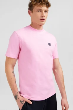 T-Shirt Manches Courtes Rose En Coton Embleme Dos
