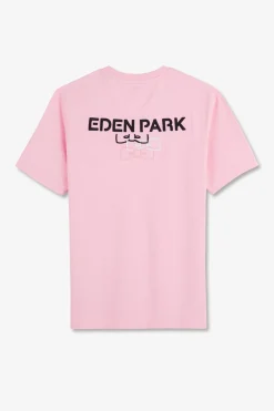 T-Shirt Manches Courtes Rose En Coton Embleme Dos