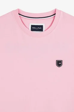 T-Shirt Manches Courtes Rose En Coton Embleme Dos