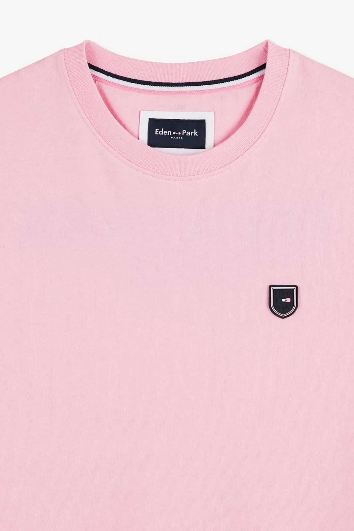 T-Shirt Manches Courtes Rose En Coton Embleme Dos