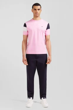 T-Shirt Manches Courtes Rose En Coton Embleme Noeud Papillon
