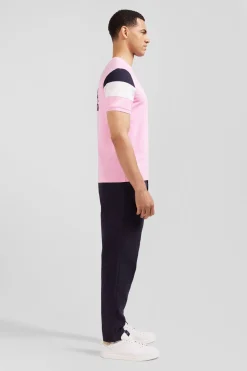 T-Shirt Manches Courtes Rose En Coton Embleme Noeud Papillon