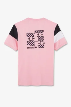 T-Shirt Manches Courtes Rose En Coton Embleme Noeud Papillon