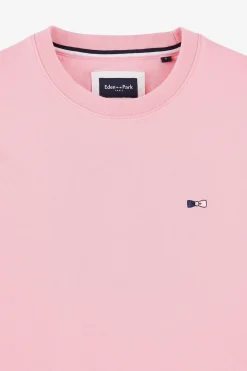 T-Shirt Manches Courtes Rose En Coton Embleme Noeud Papillon