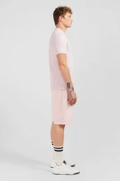 T-Shirt Manches Courtes Uni Rose En Coton Stretch