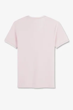 T-Shirt Manches Courtes Uni Rose En Coton Stretch