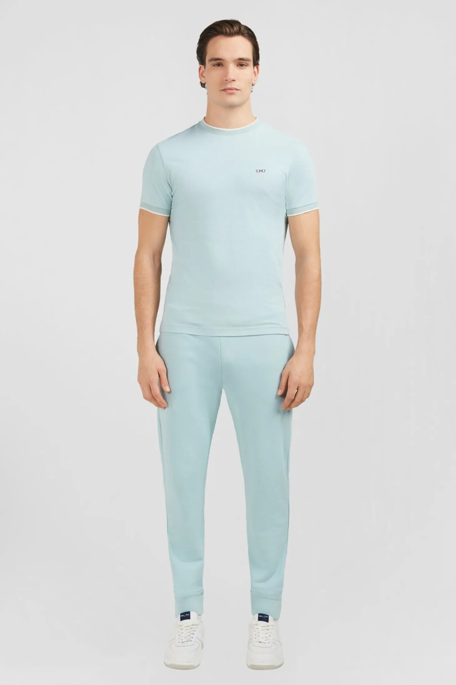 T-Shirt Manches Courtes Uni Vert En Coton Stretch