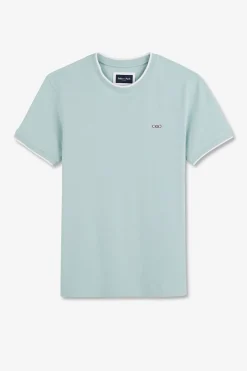 T-Shirt Manches Courtes Uni Vert En Coton Stretch