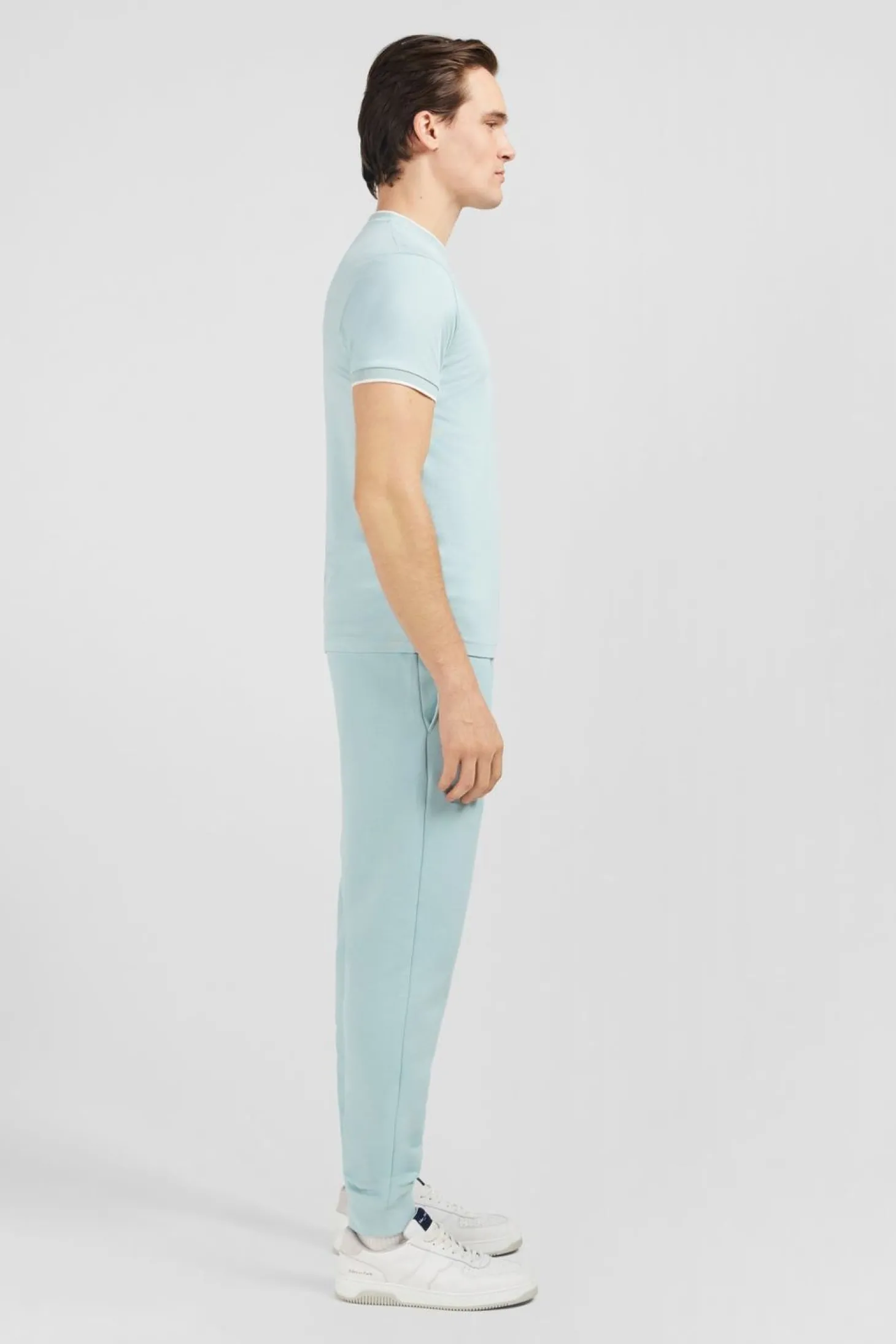 T-Shirt Manches Courtes Uni Vert En Coton Stretch