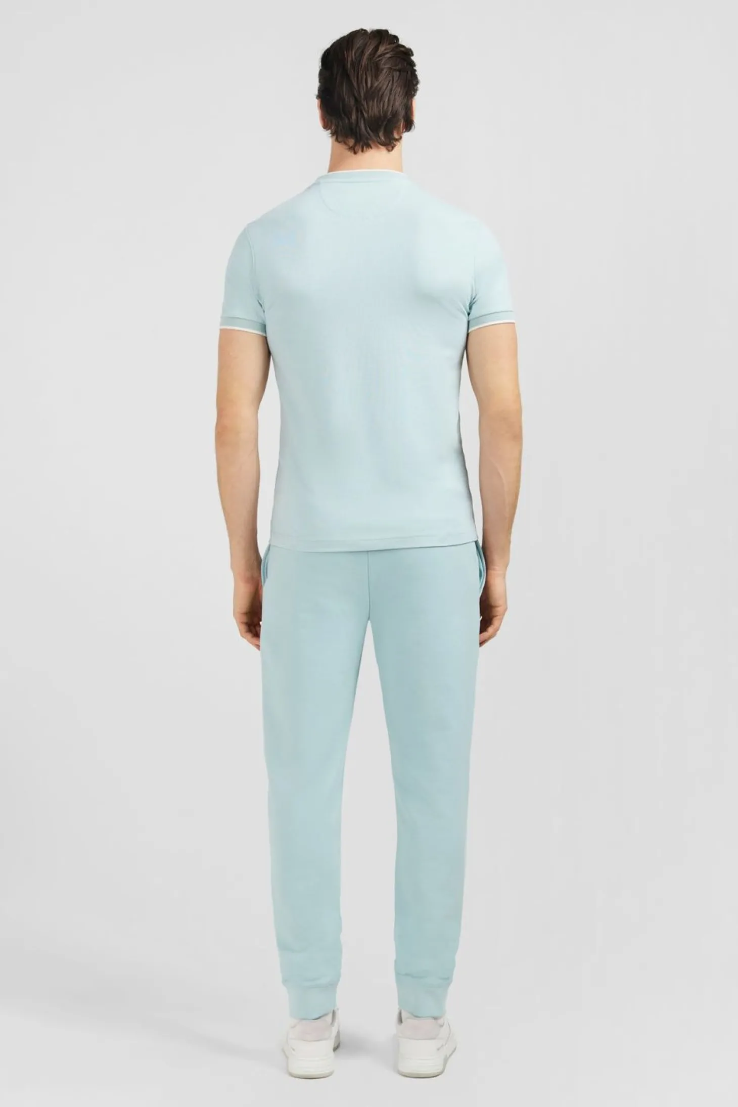 T-Shirt Manches Courtes Uni Vert En Coton Stretch