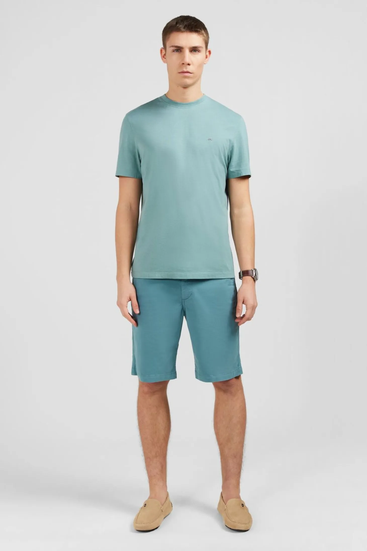 T-Shirt Manches Courtes Vert Uni