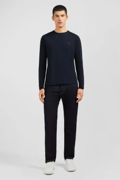 T-Shirt Noir Col Rond A Manches Longues