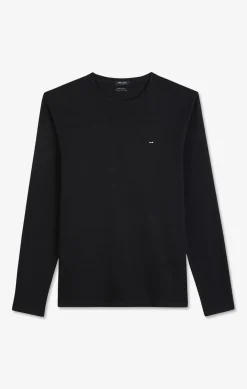 T-Shirt Noir Col Rond A Manches Longues