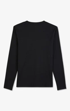 T-Shirt Noir Col Rond A Manches Longues