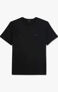 T-Shirt Noir Col Rond A Manches Courtes