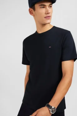 T-Shirt Noir Col Rond A Manches Courtes
