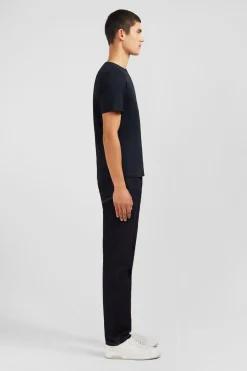 T-Shirt Noir Col Rond A Manches Courtes