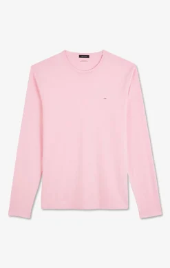 T-Shirt Rose Col Rond A Manches Longues