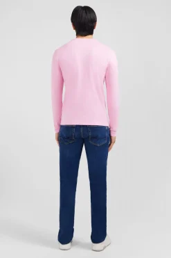 T-Shirt Rose Col Rond A Manches Longues