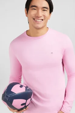 T-Shirt Rose Col Rond A Manches Longues