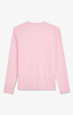 T-Shirt Rose Col V A Manches Longues