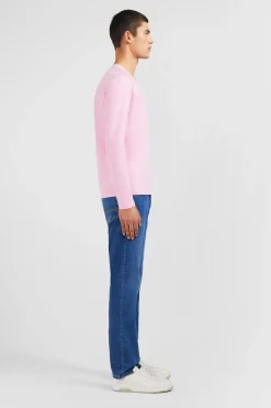 T-Shirt Rose Col V A Manches Longues