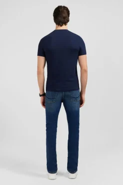 T-Shirt Uni Bleu Fonce A Inscription Eden Park