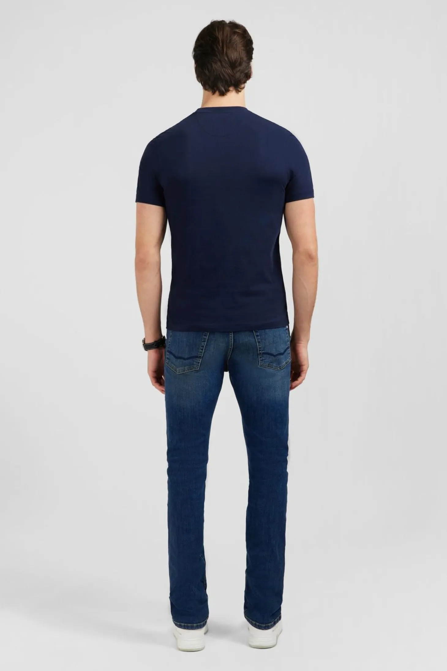 T-Shirt Uni Bleu Fonce A Inscription Eden Park