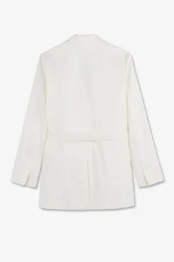 Veste Blazer Ecrue Ceinturee En Coton Stretch