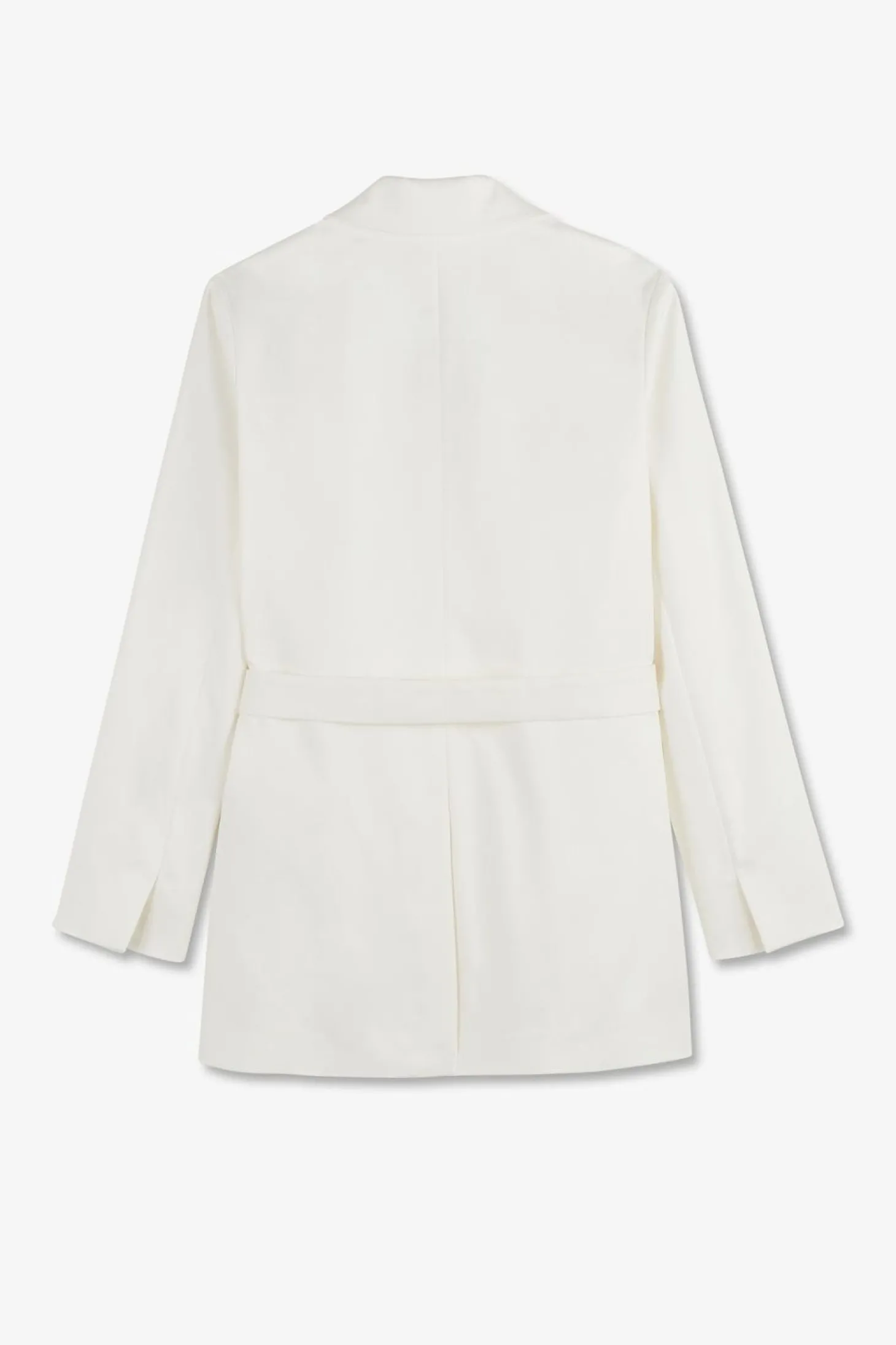 Veste Blazer Ecrue Ceinturee En Coton Stretch