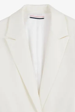 Veste Blazer Ecrue Ceinturee En Coton Stretch